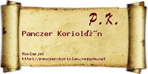 Panczer Koriolán névjegykártya